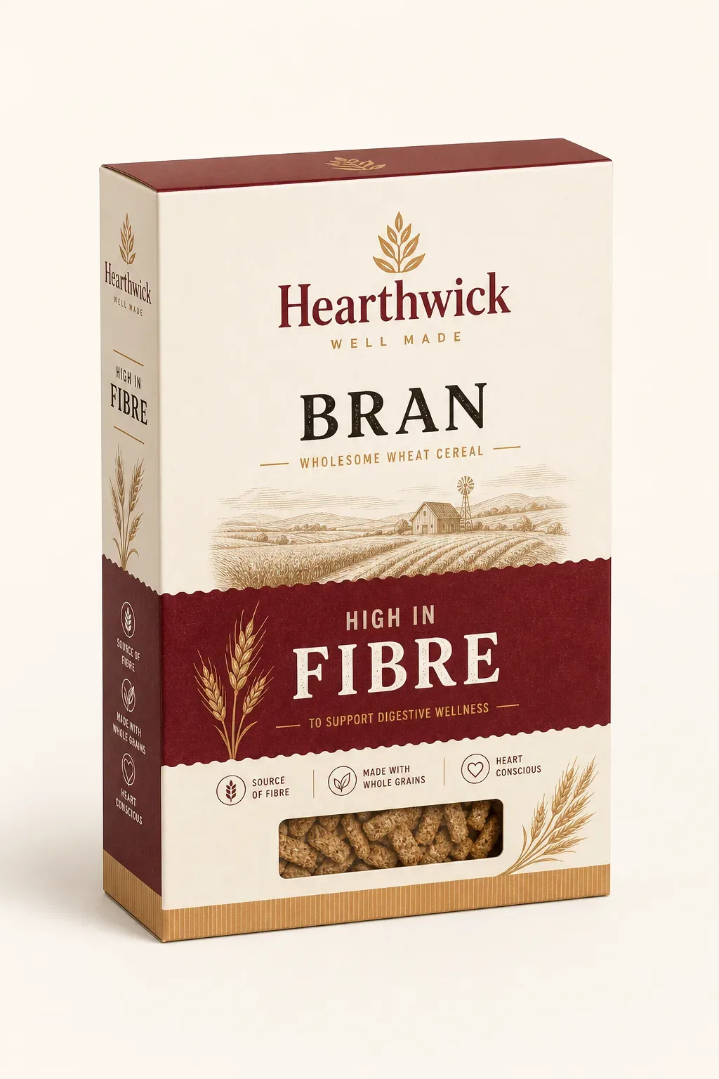 Fibre-led bran cereal carton