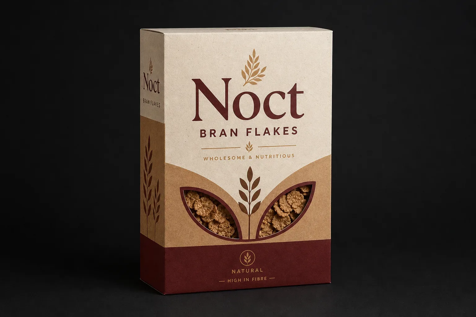 Recycled board carton for bran cereal boxes