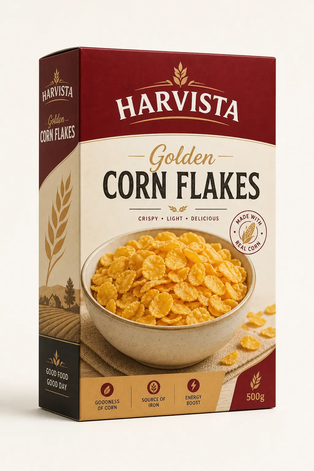 Classic glossy corn flakes carton