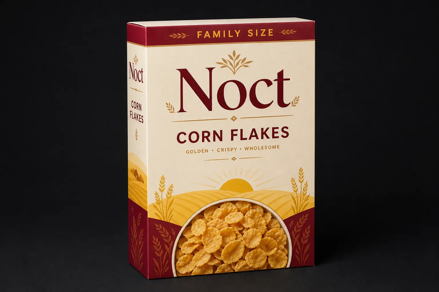 Family-size carton for corn flakes boxes
