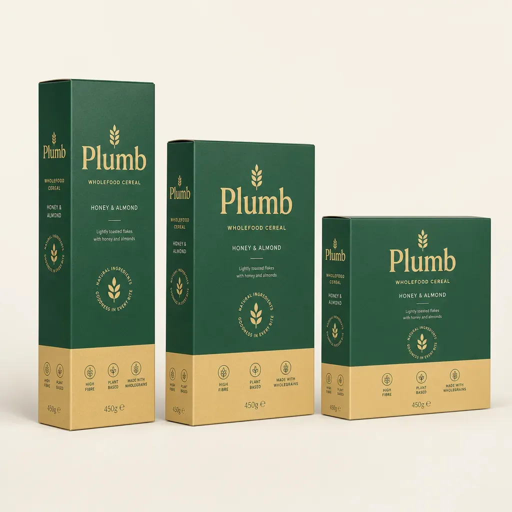 Side view of slim and deep cereal cartons