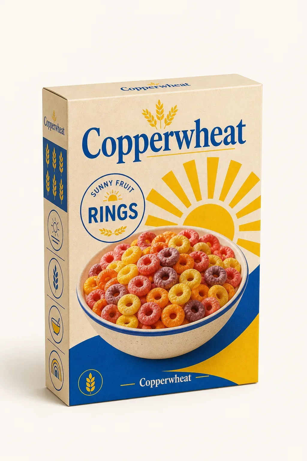 Bright fruit-flavoured cereal carton