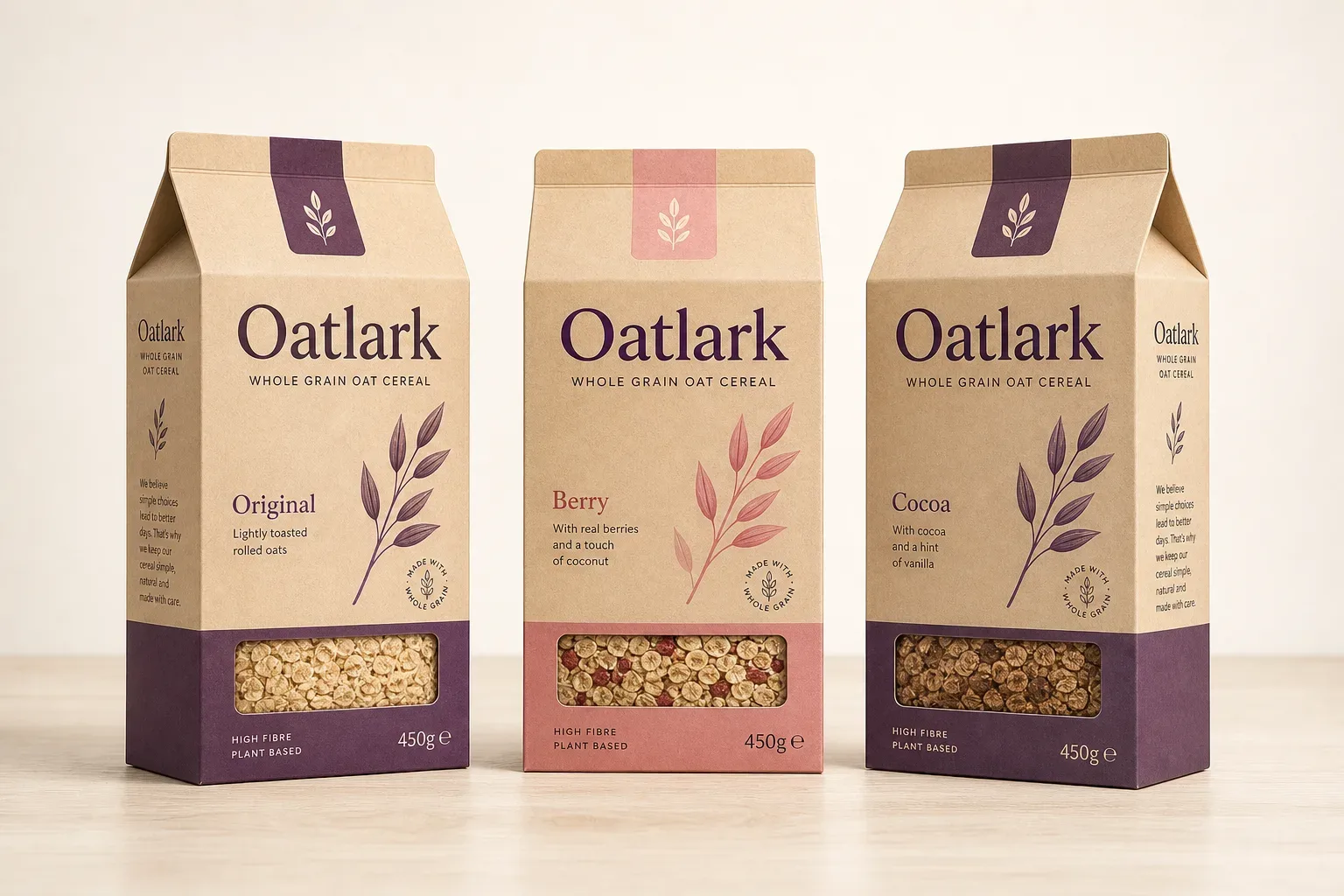 Gable cereal cartons on a shop counter
