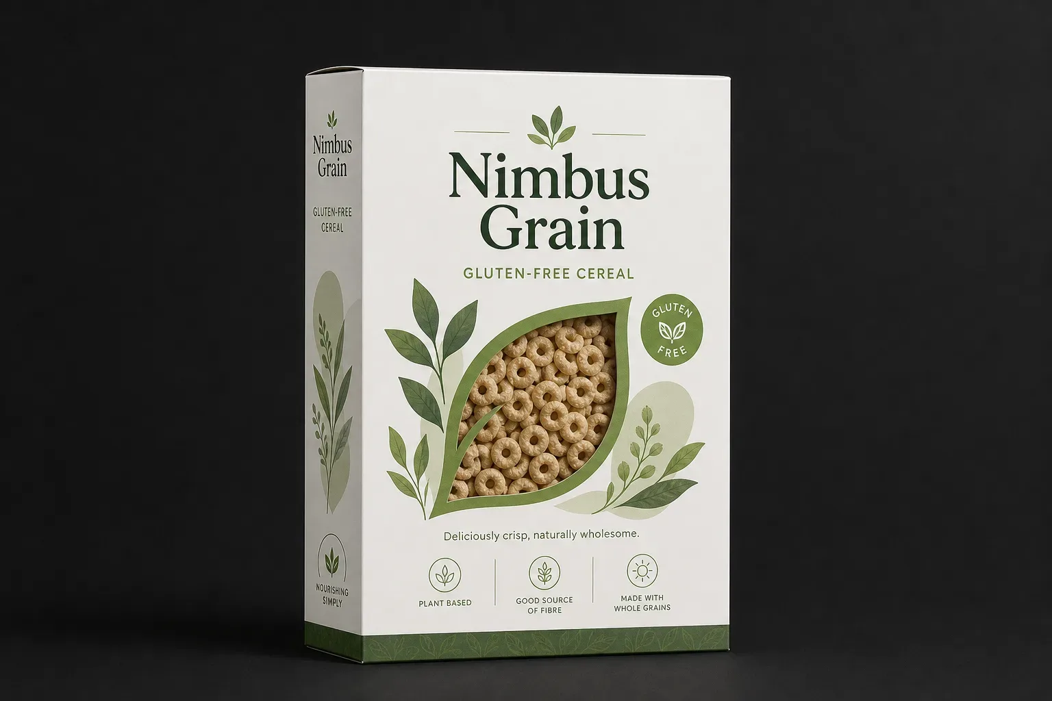 Clean white SBS carton for gluten-free cereal boxes