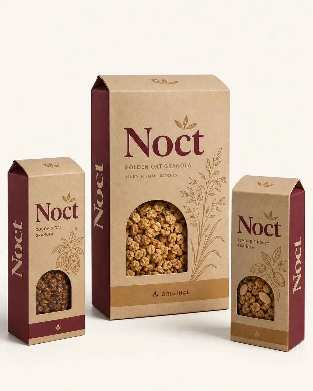 Granola boxes — kraft window carton with two smaller cartons