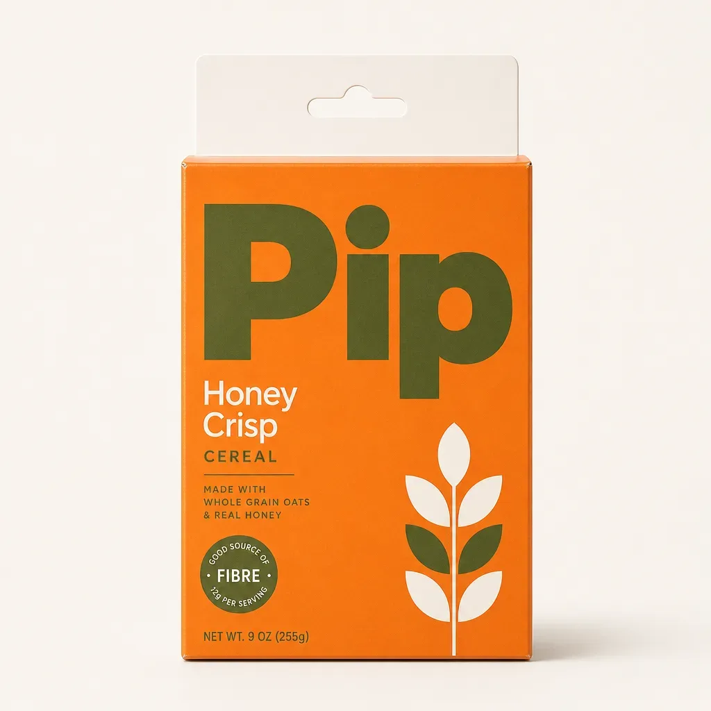 Front of a euro slot carton for a cereal snack pack