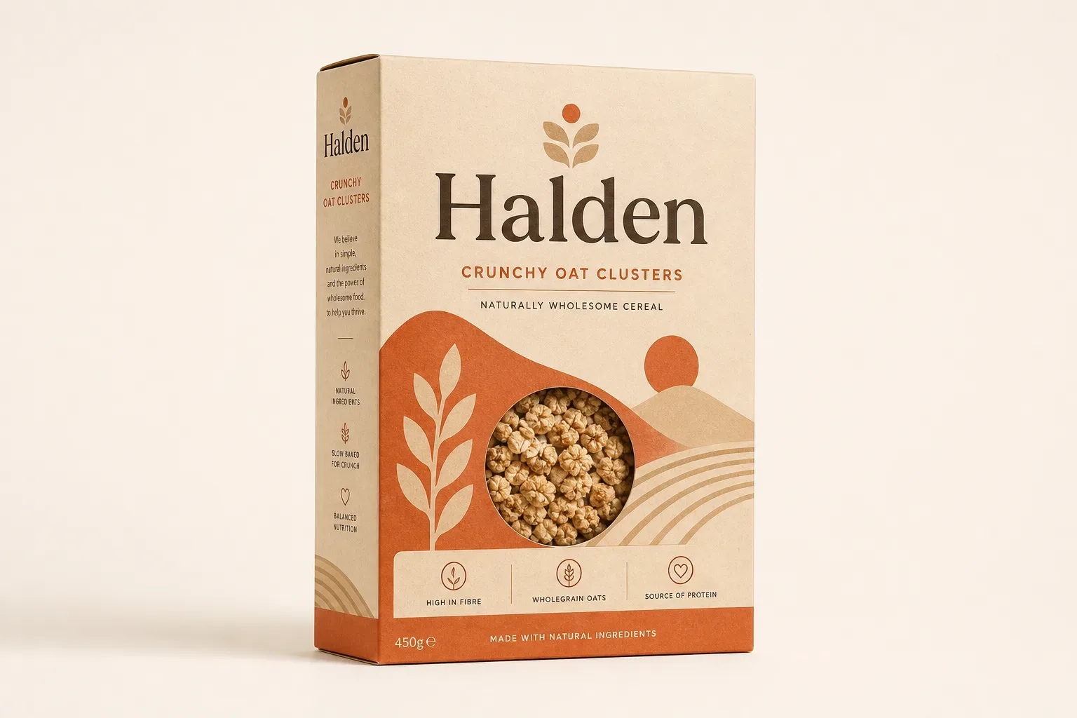AQ coating finish on a cereal carton, macro