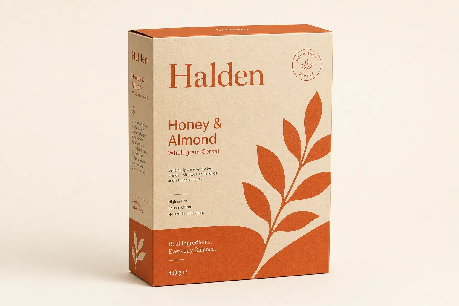 Embossing finish on a cereal carton, macro