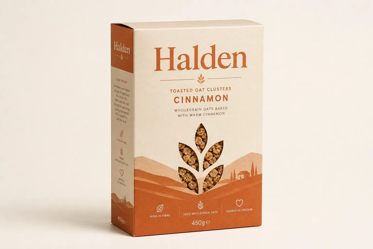 Gloss lamination finish on a cereal carton, macro