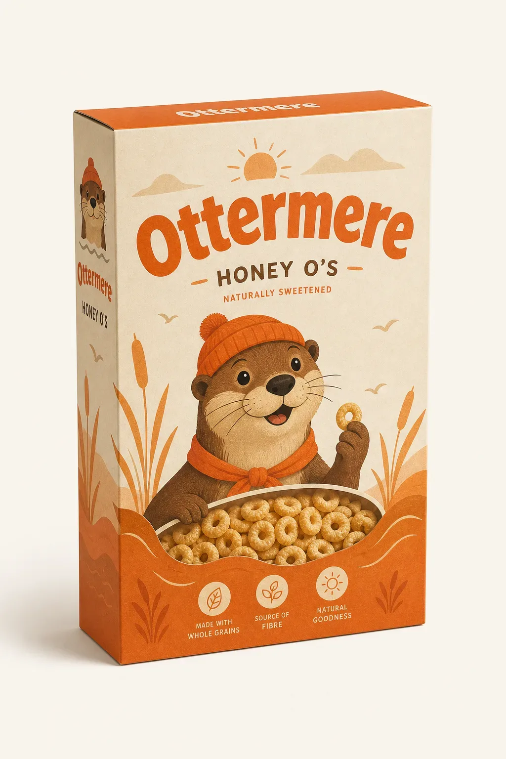 Bright playful children's cereal carton