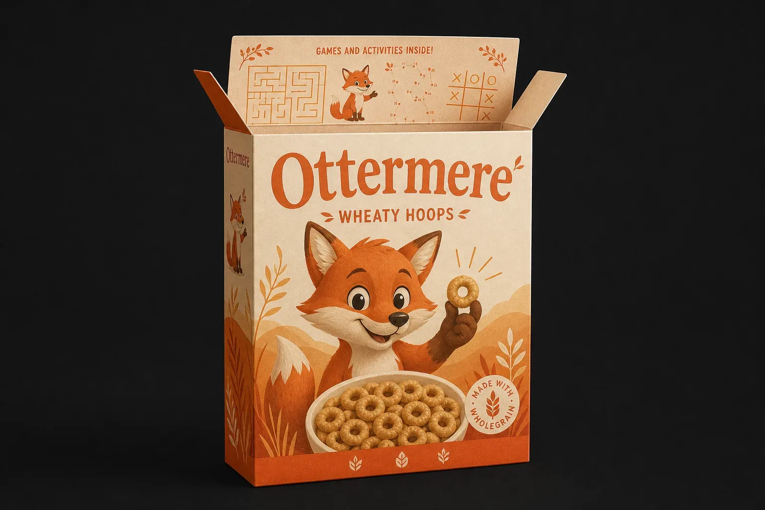 Inside-printed carton for kids cereal boxes