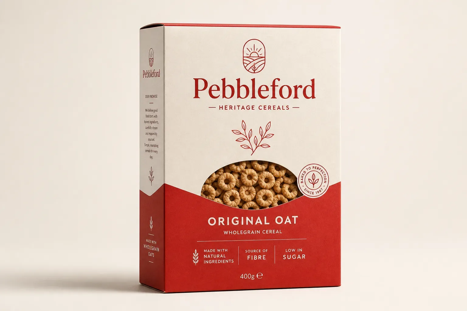 Foil stamping on a cereal carton, macro