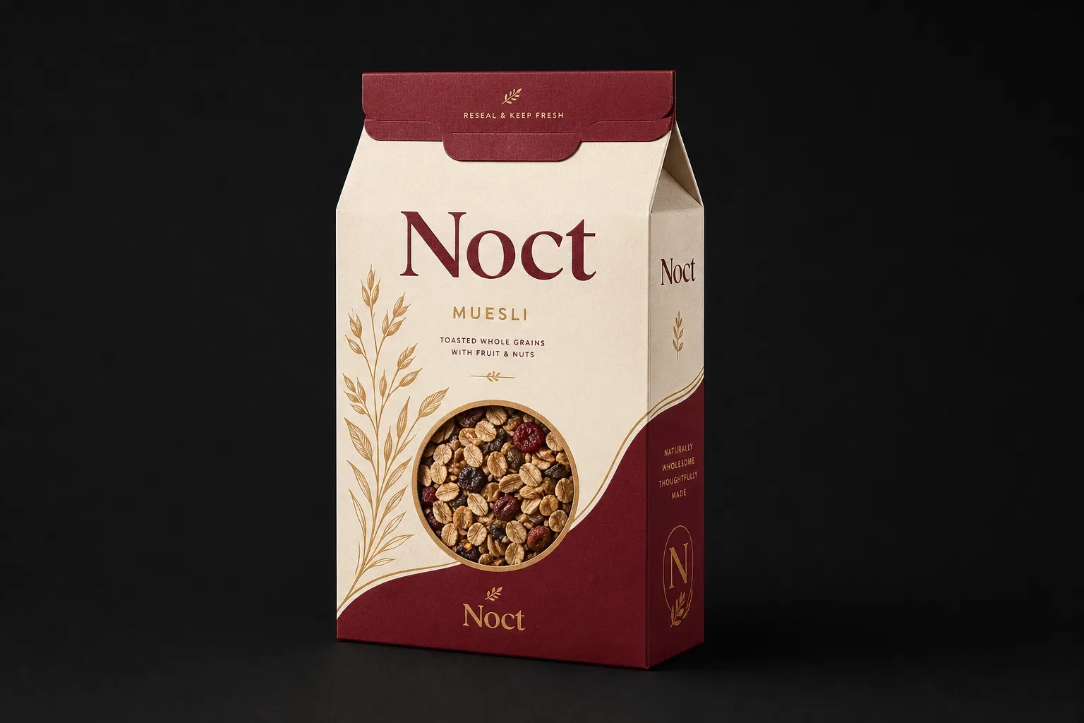 Resealable carton for muesli boxes