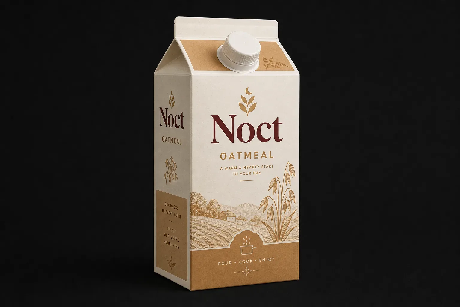 Pour-spout carton for oatmeal and porridge boxes