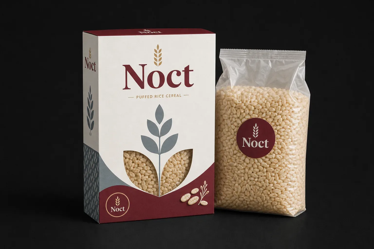 Carton with barrier bag for puffed cereal boxes