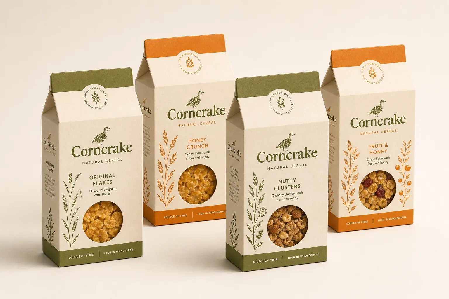 Group of mini tuck top cereal boxes
