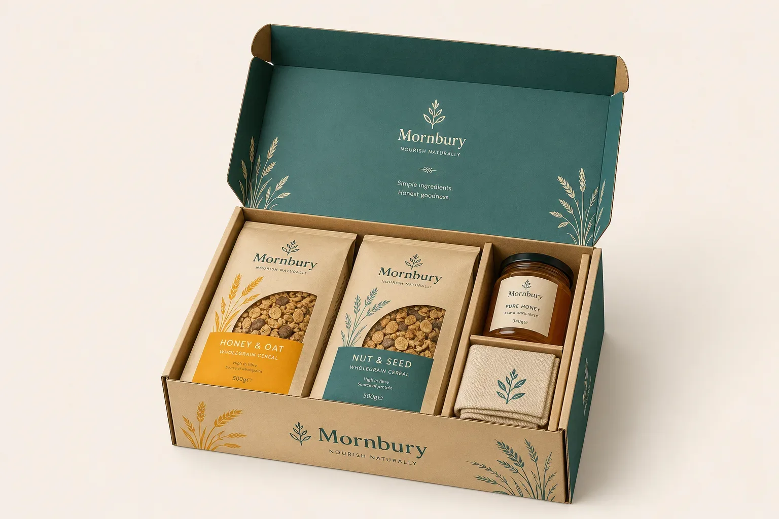 Breakfast hamper in a large two-piece box